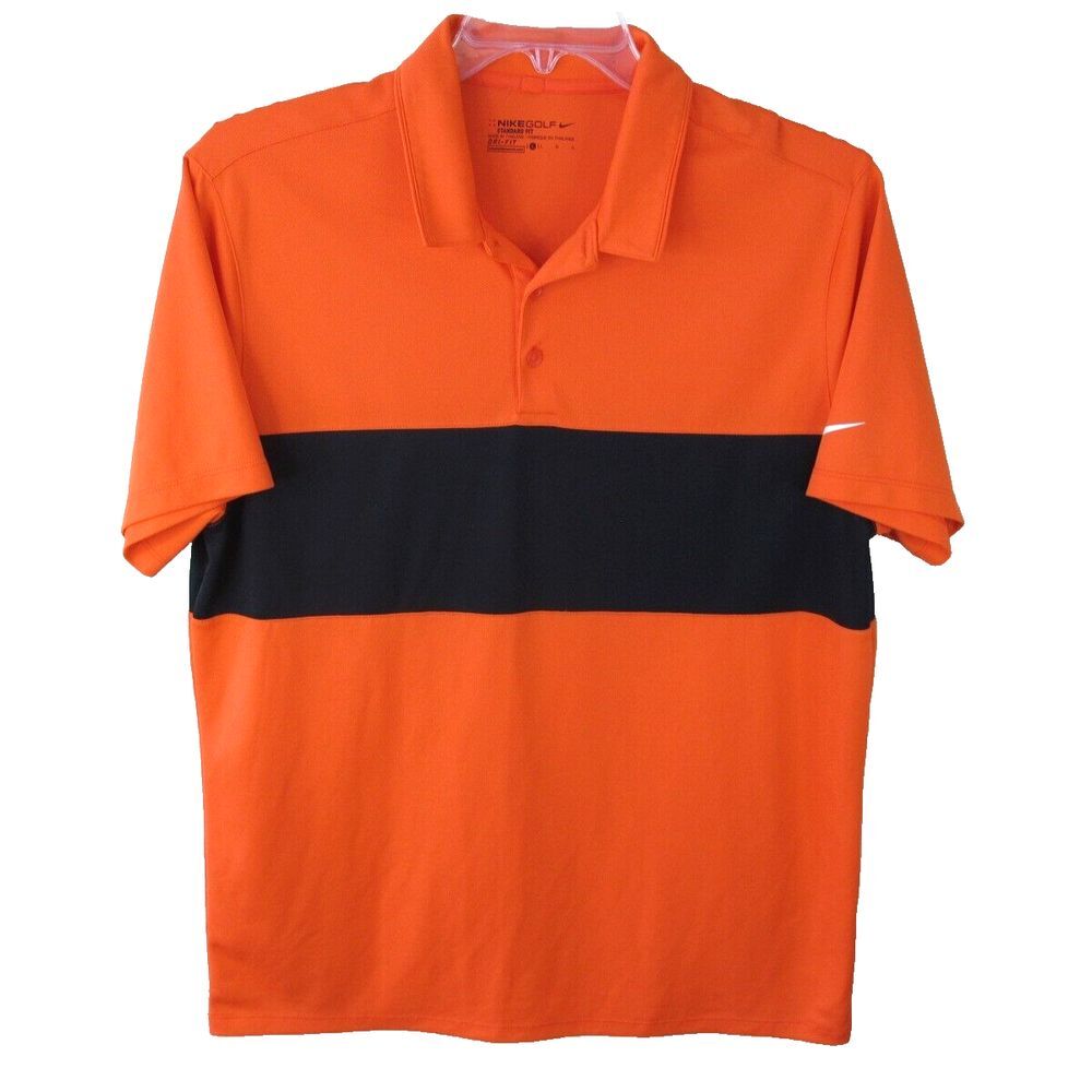 NIke Golf Dri-Fit Standard Fit Short Sleeve Polo Shirt Men's Large Orange